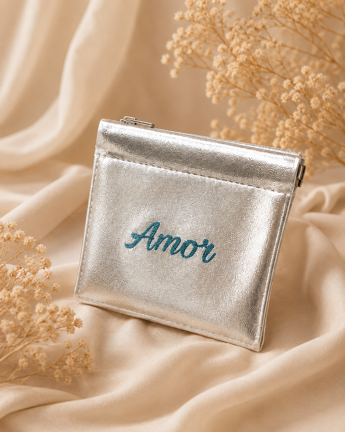 Personalised Metallic Silver Pouch