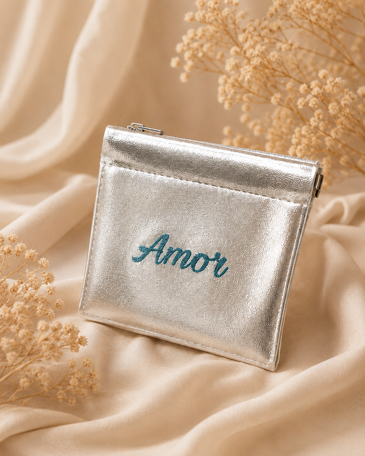 Personalised Metallic Silver Pouch