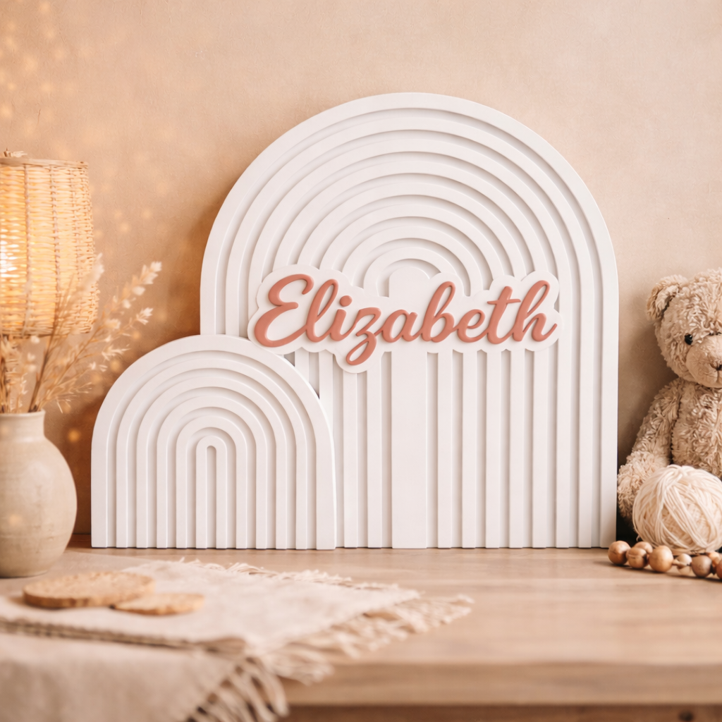 Personalised Wooden Rainbow Plaque Set
