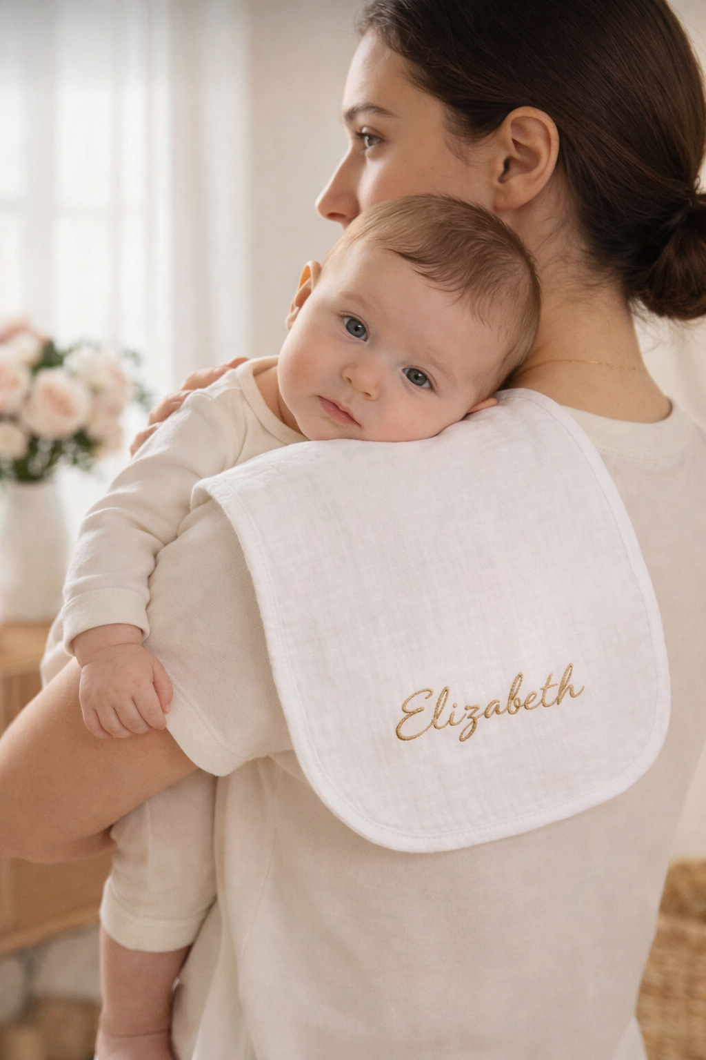 Embroidered Muslin Burp Clothes