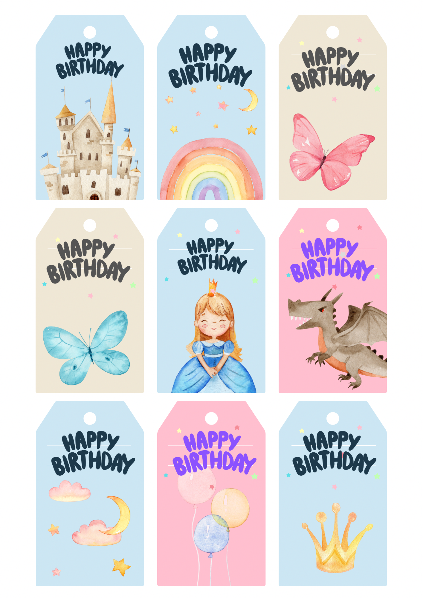 Personalised Birthday Thank You Tags - 12 tags only