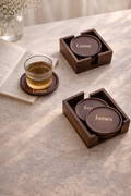 Personalised Bamboo & Wood Coaster Set (with Storage Box)