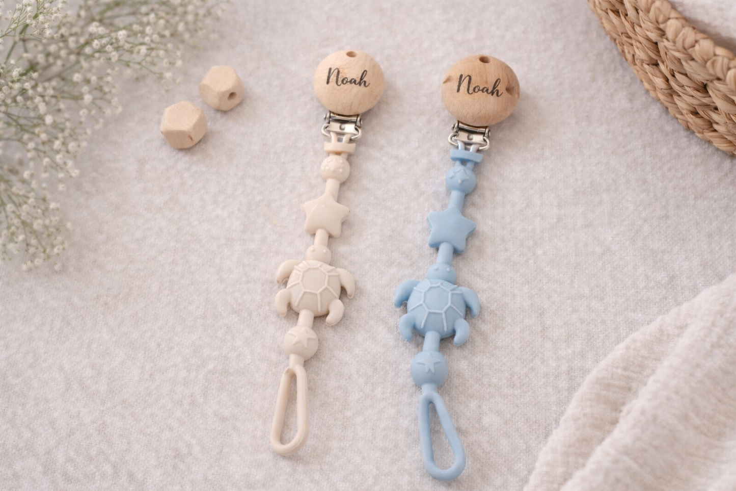 Personalised Silicone Pacifier Clip –Turtle Design