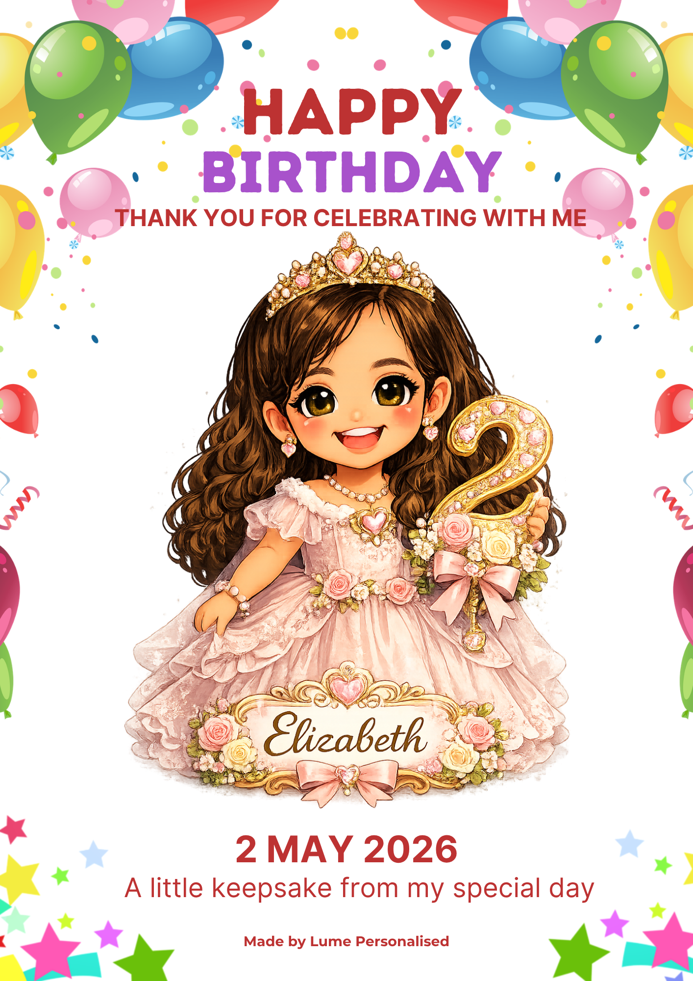Custom Magnet with Backing Card (Chibi illustration) - Birthday