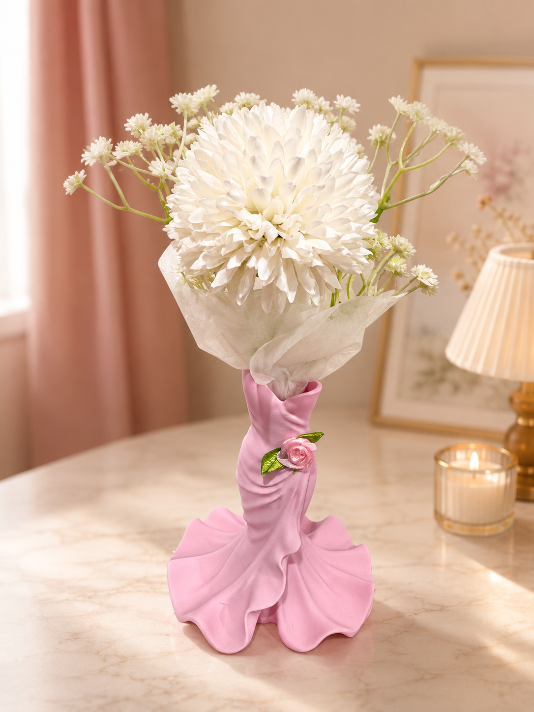 Dress Vase with Floral Arrangement