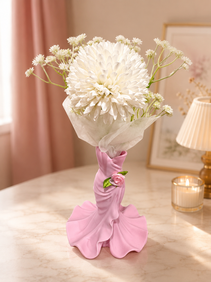 Dress Vase with Floral Arrangement