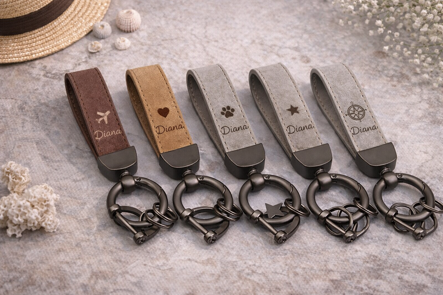 Bulk Logo Engraved Leather Keychains