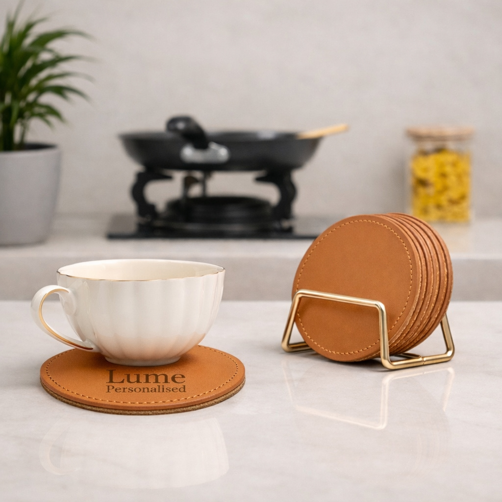 Personalised Round PU Coasters (Set of 6)