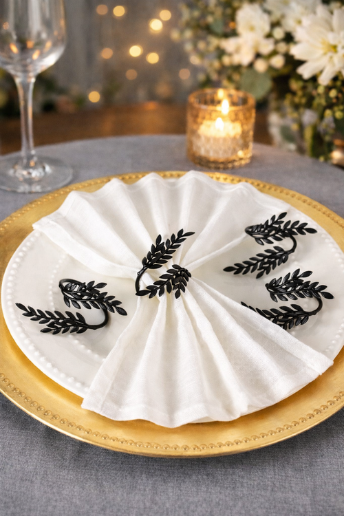 Black Wheat Napkin Rings – Set of 2