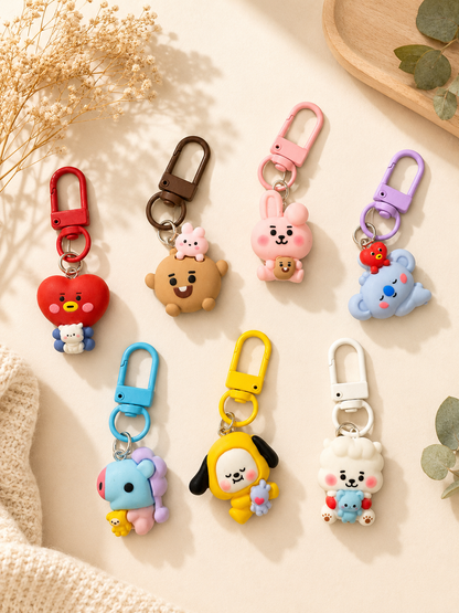 Cute K-Pop Character Keychain – 3D Bag Charm