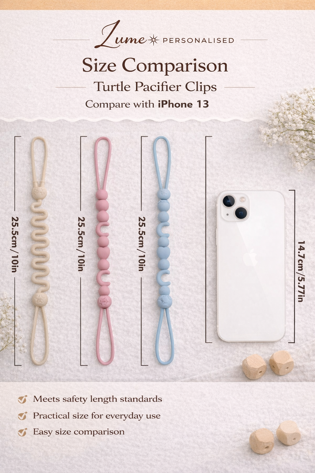 Personalised Silicone Pacifier Clip – Moon Design