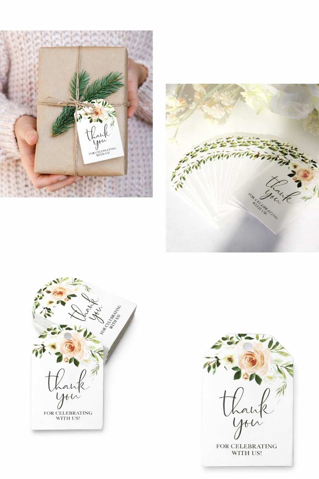 Floral “Thank You” Gift Tags – Pack of 10