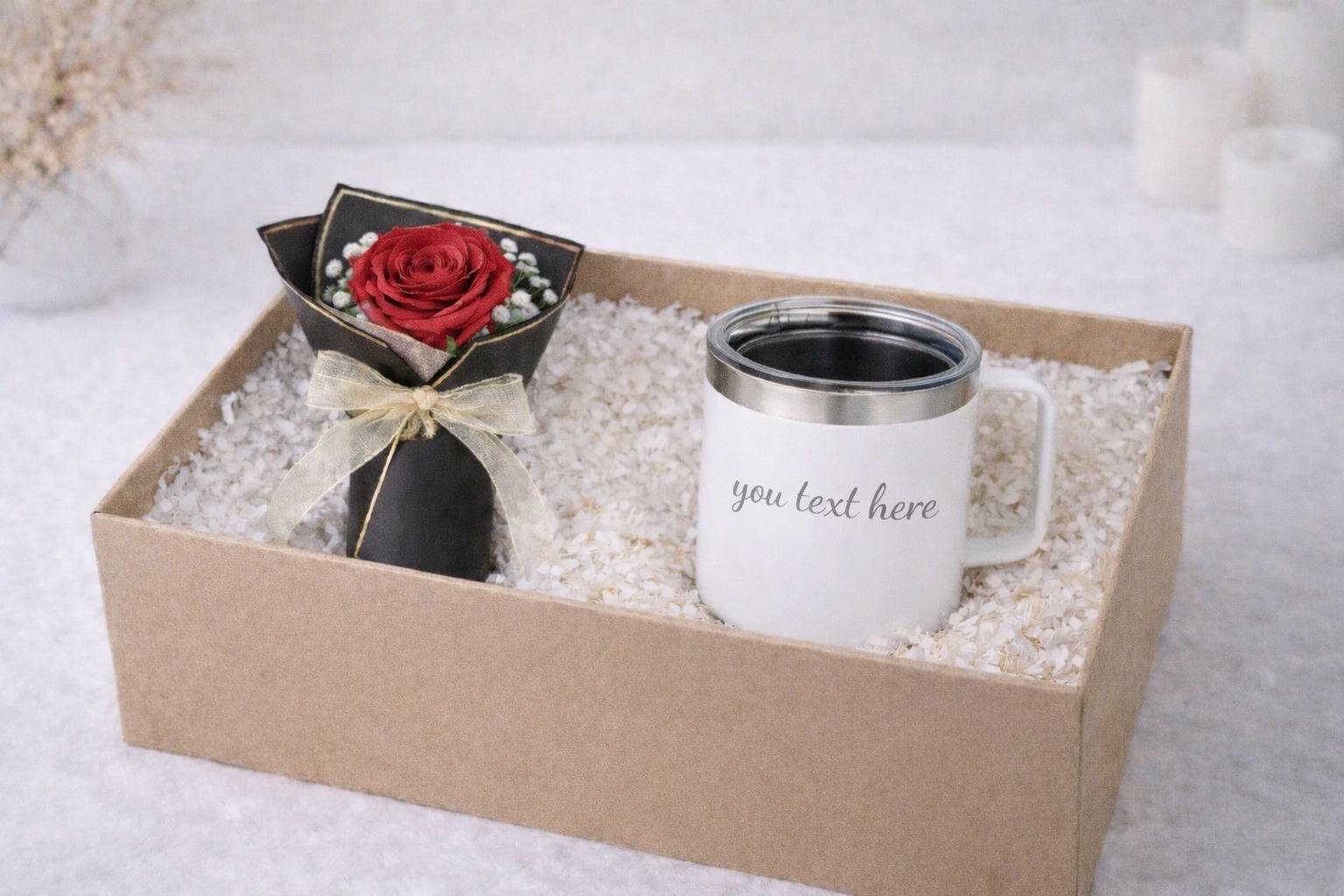 Personalised Mug & Rose Gift Set