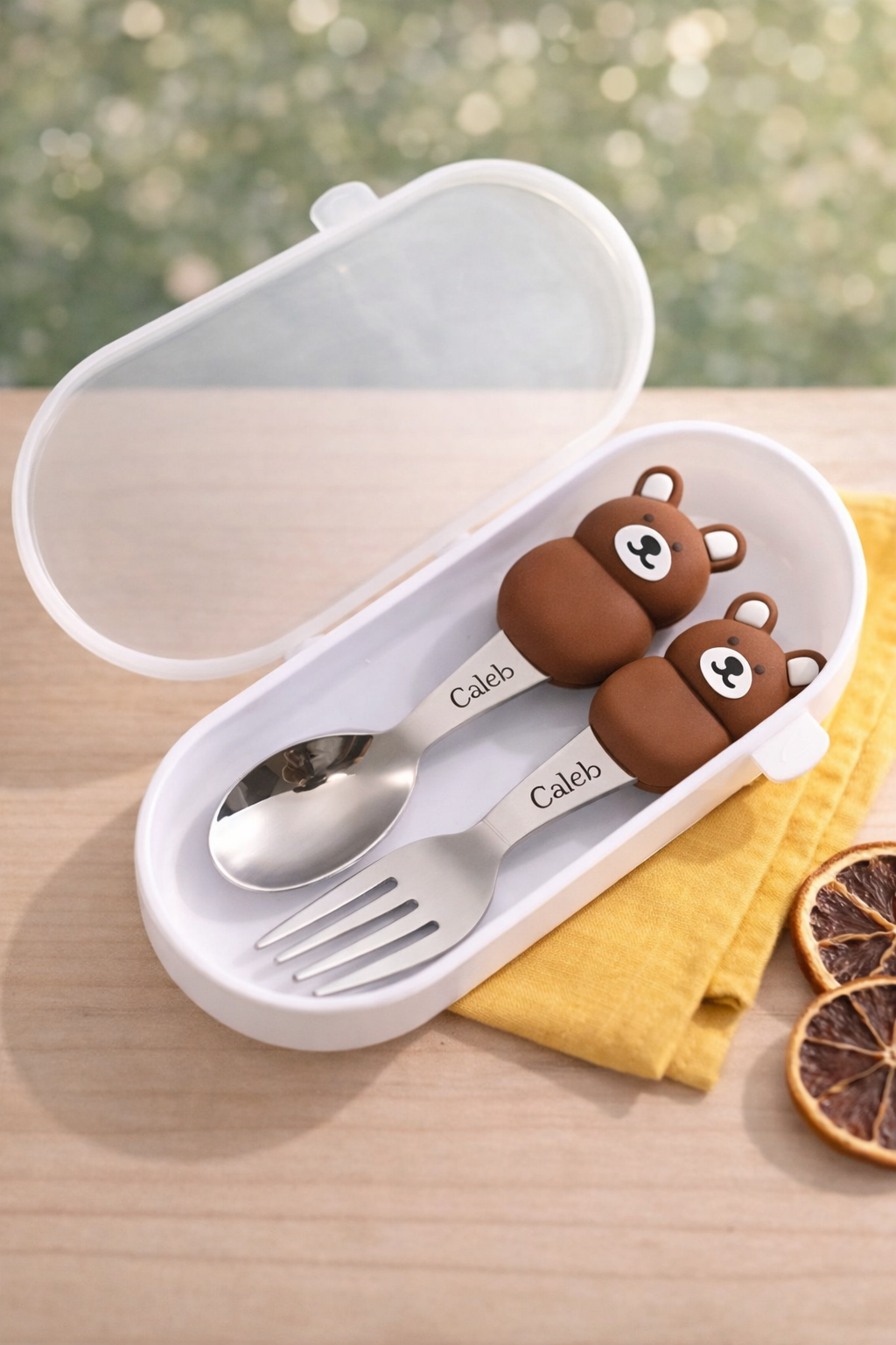 Personalised Animal Spoon & Fork Set with Case