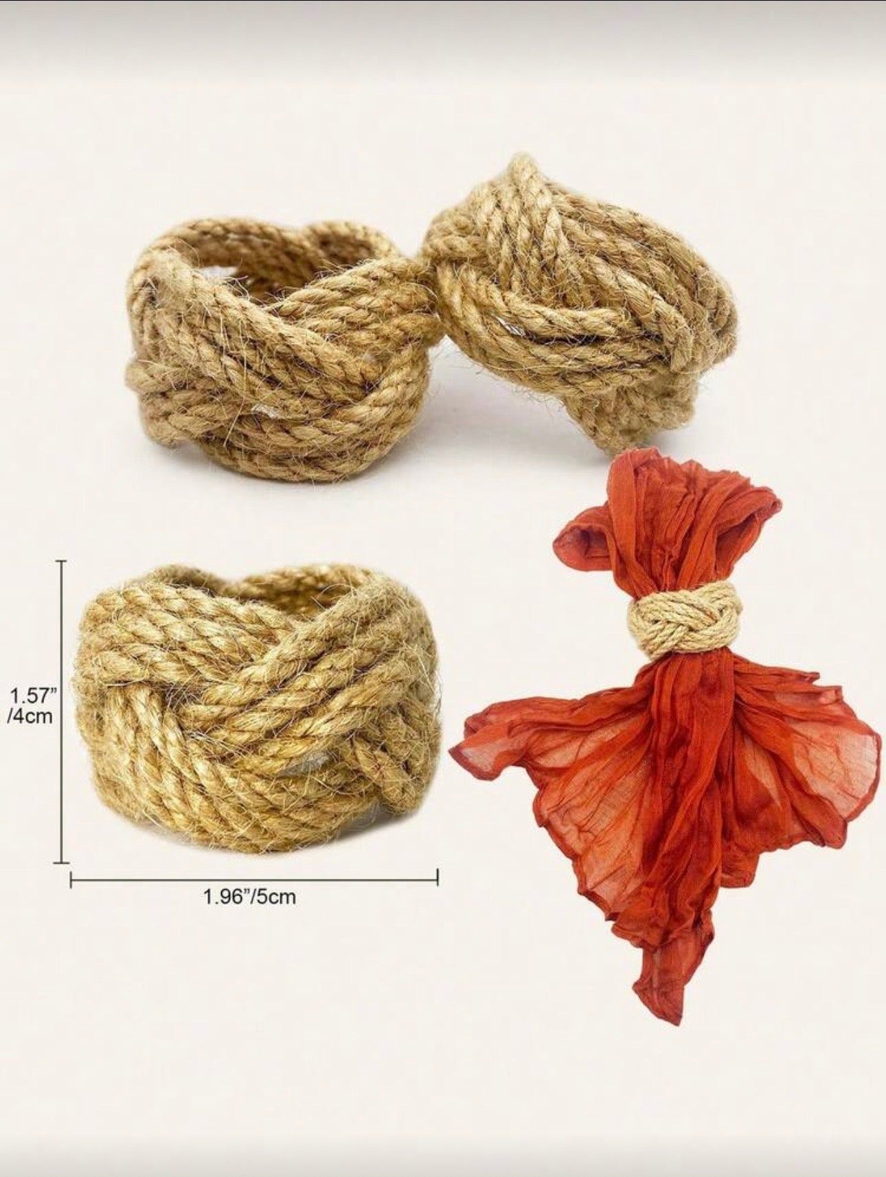 Rustic Woven Jute Napkin Rings – Set of 2