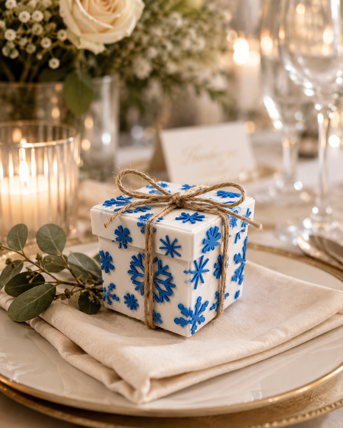 3D Printed Snowflake Gift Box with Jute Rope | Custom Colour Available