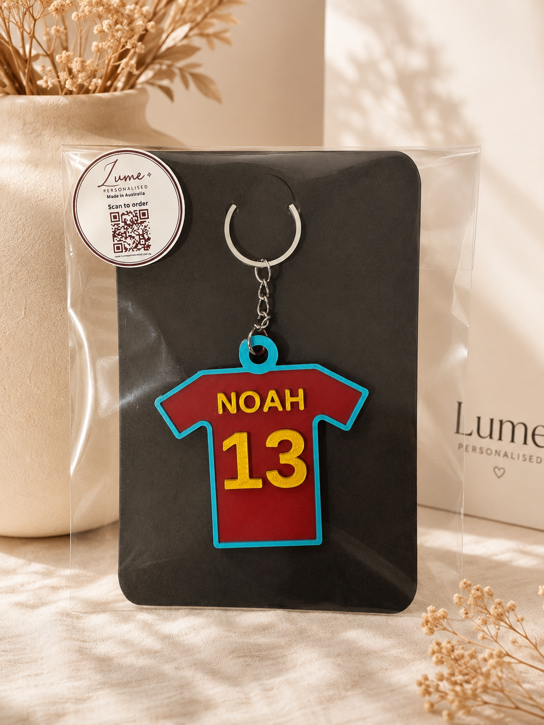 1 Personalised Solid Colour Jersey Keychain
