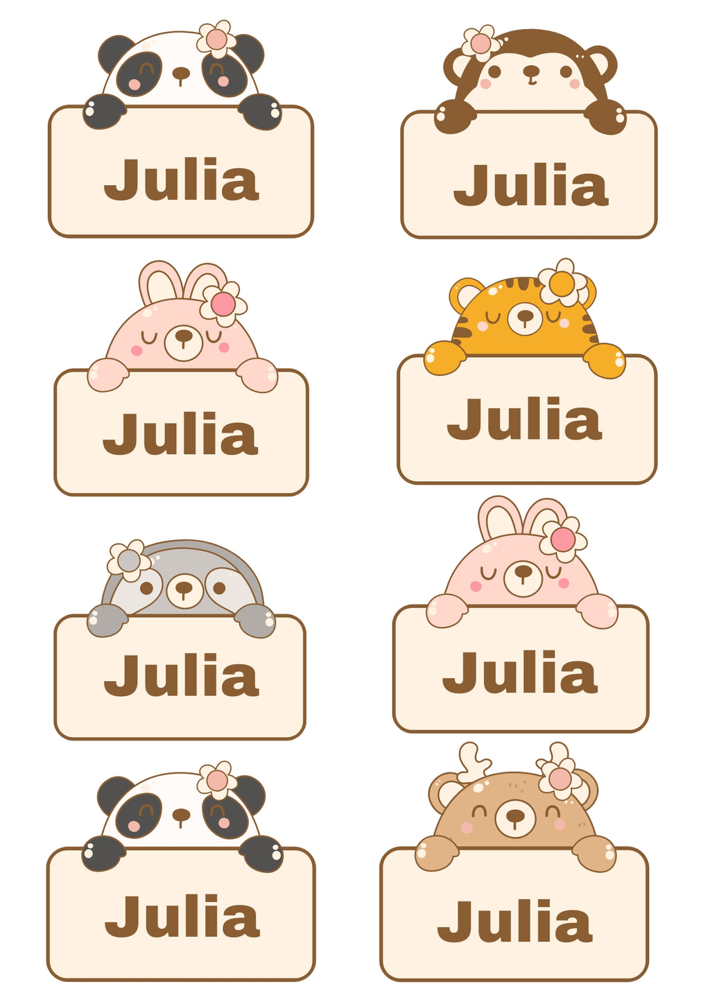 Neutral Animal Sign Theme Sticker - Waterproof A4 Value Sheet