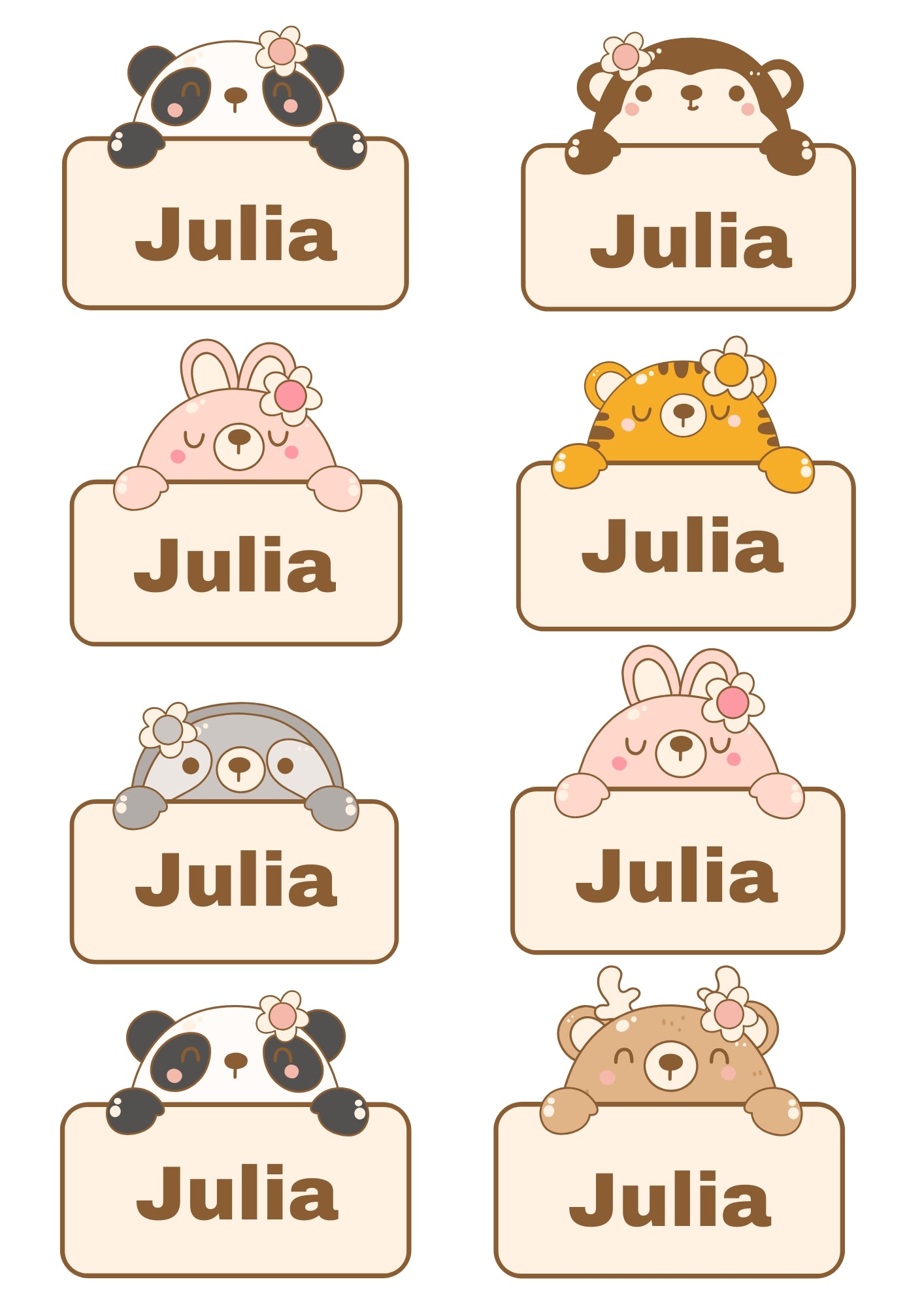 Neutral Animal Sign Theme Sticker - Waterproof A4 Value Sheet