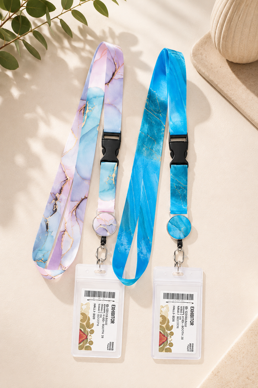 Marble Lanyard with Retractable Badge Reel & ID Holder