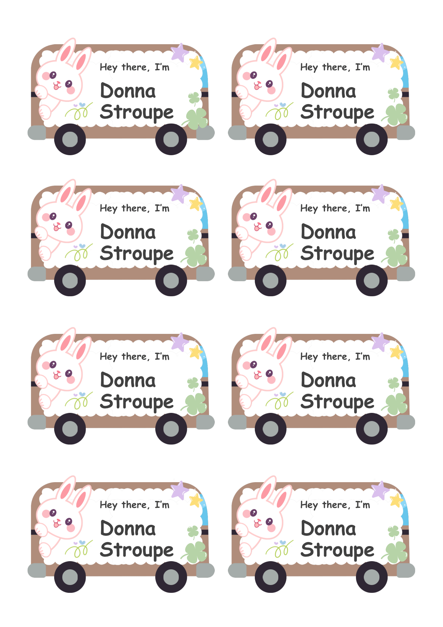 Bunny Van Theme Sticker - Waterproof A4 Value Sheet