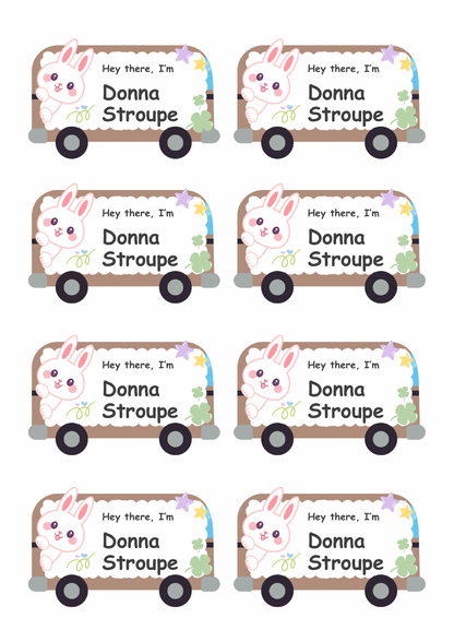 Bunny Van Theme Sticker - Waterproof A4 Value Sheet