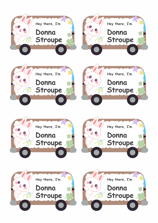 Bunny Van Theme Sticker - Waterproof A4 Value Sheet