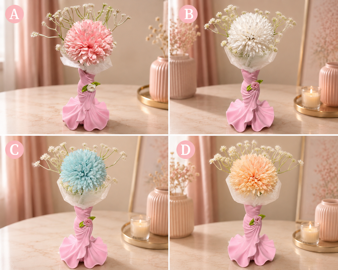 Dress Vase with Floral Arrangement