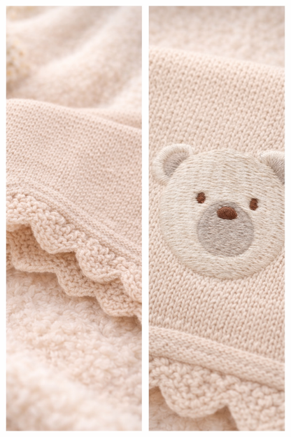 Personalised Knitted Baby Blanket – Bear Design
