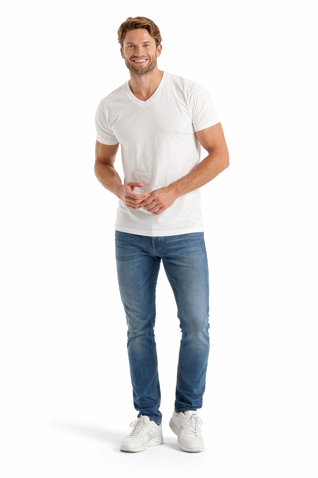 Bulk Custom Embroidered Men’s V-Neck T-Shirt