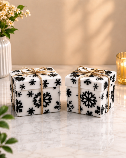 3D Printed Snowflake Gift Box with Jute Rope | Custom Colour Available