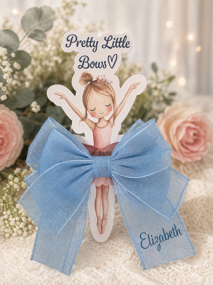 Blue Pretty Little Bows – Plain or Personalised Vinyl Text