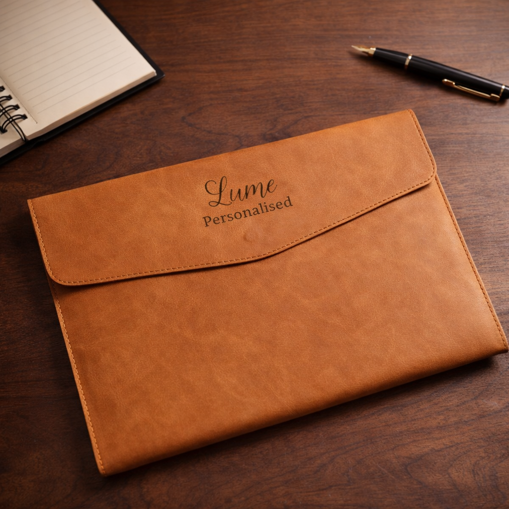 Personalised A4 Document Sleeve (Minimalist Faux Leather)