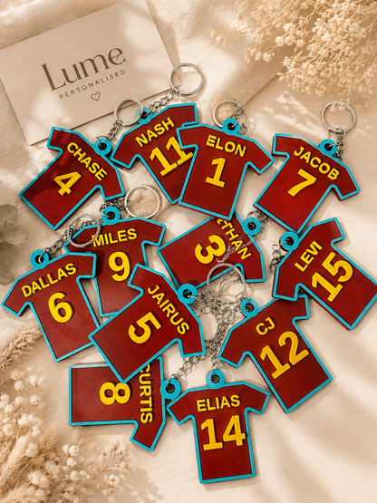 1 Personalised Solid Colour Jersey Keychain