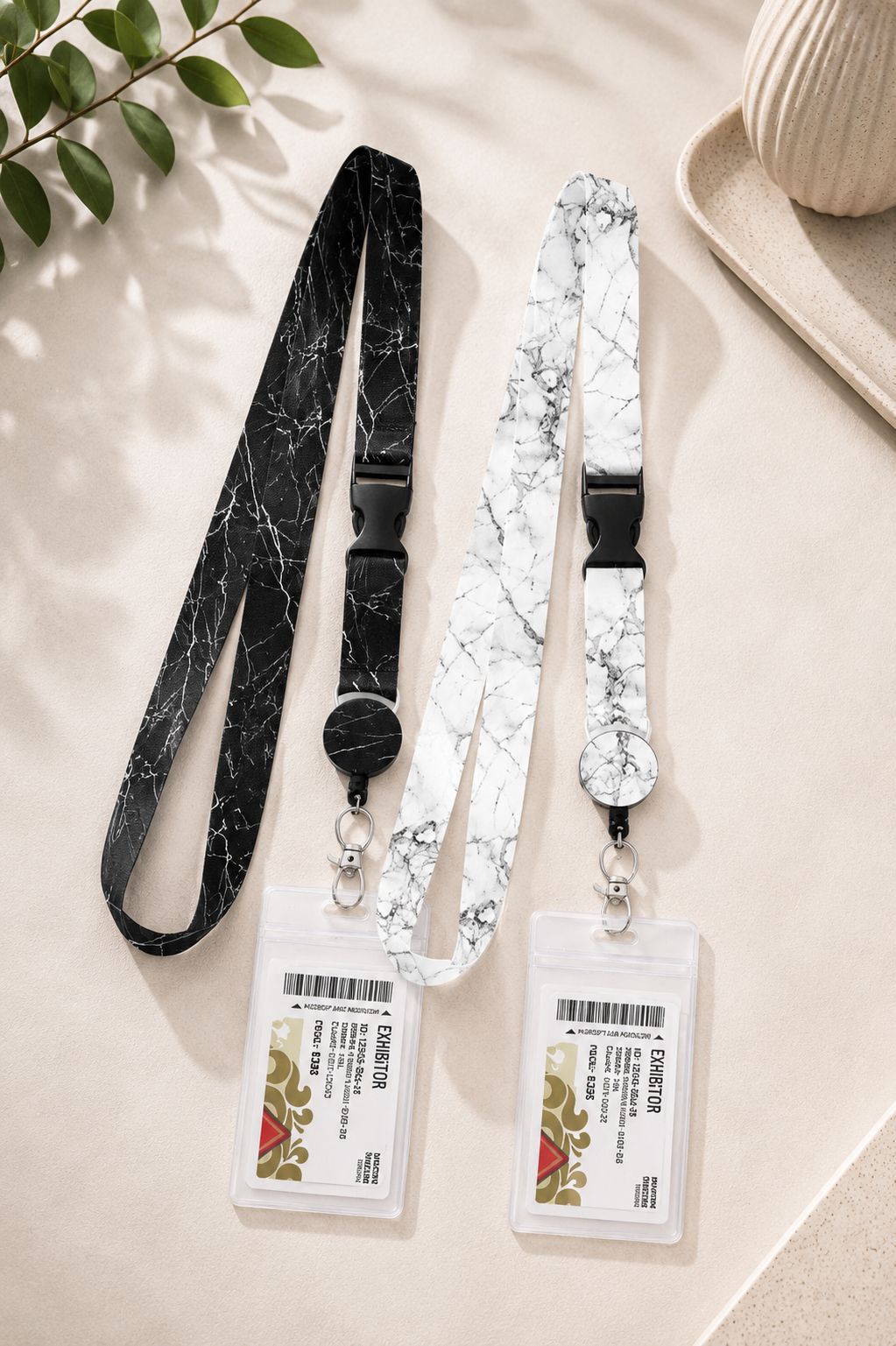 Marble Lanyard with Retractable Badge Reel & ID Holder