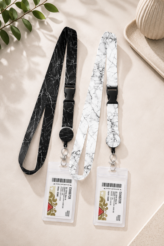 Marble Lanyard with Retractable Badge Reel & ID Holder