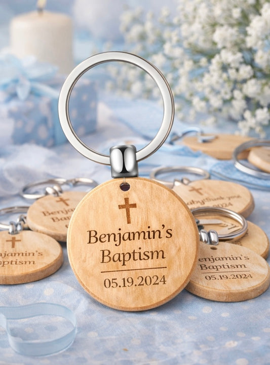 Personalised Wooden Keyring Favours