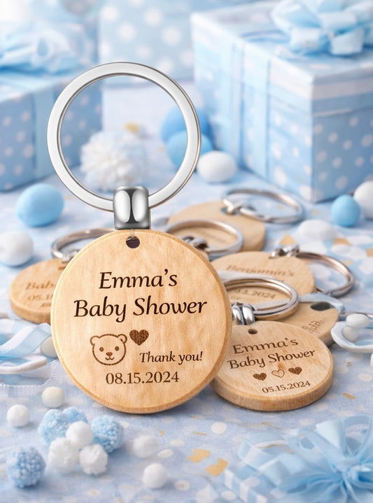 Personalised Wooden Keyring Favours (