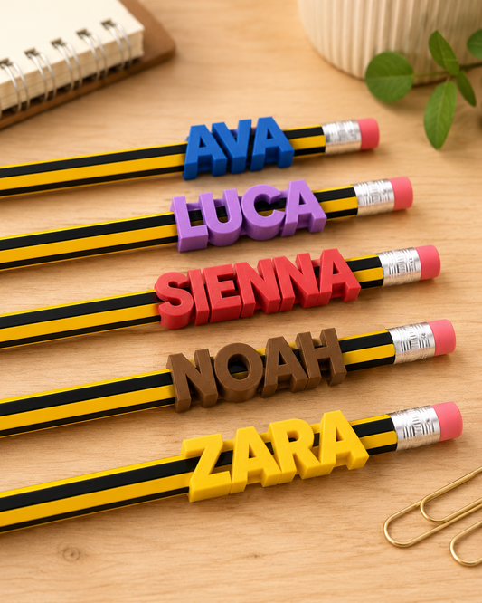Custom 1-Colour 3D Printed Pencil Name Topper