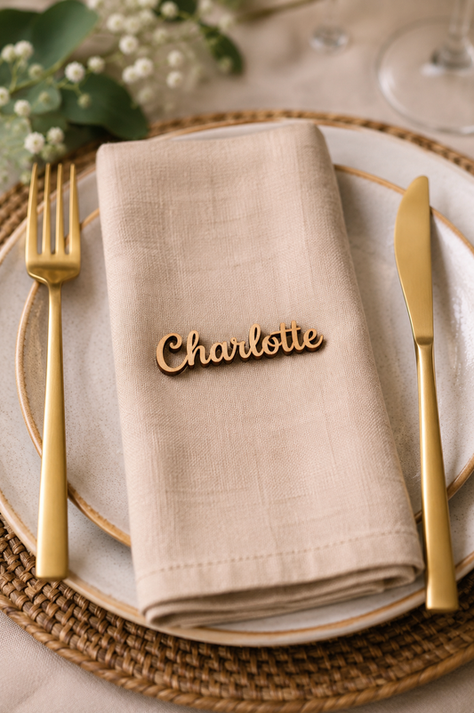 1pc Personalised Wooden Name Place Cards - 2.5 cm