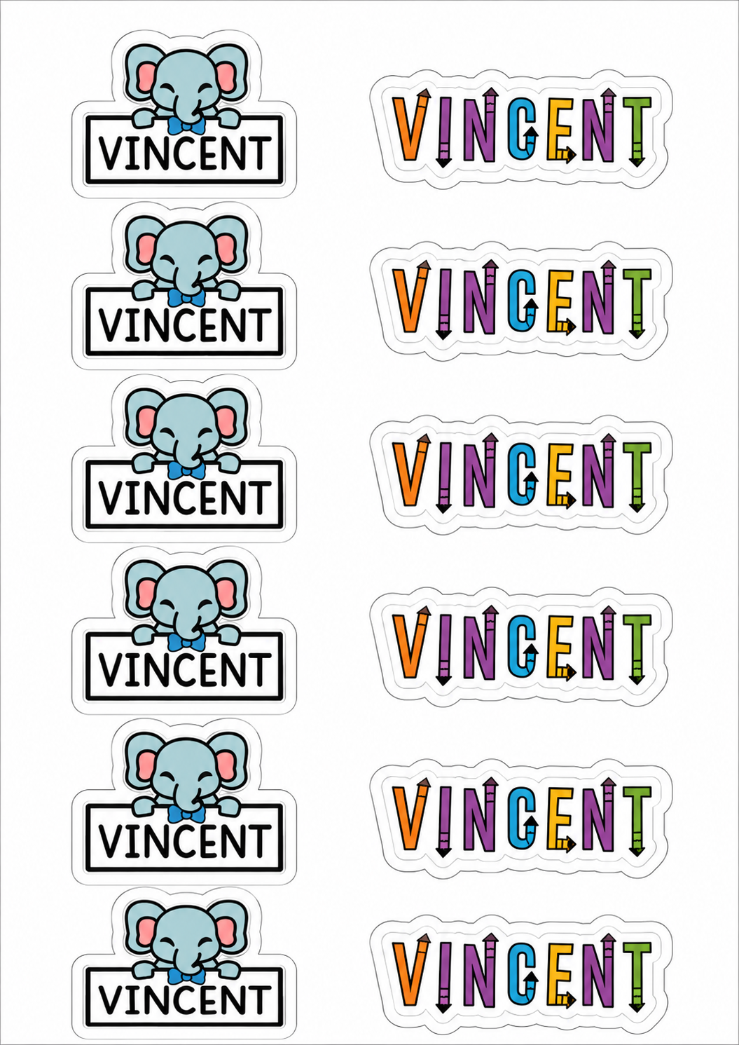 Personalised Laminated Name Sticker Sheet – Cute Animal & Colour Name Labels