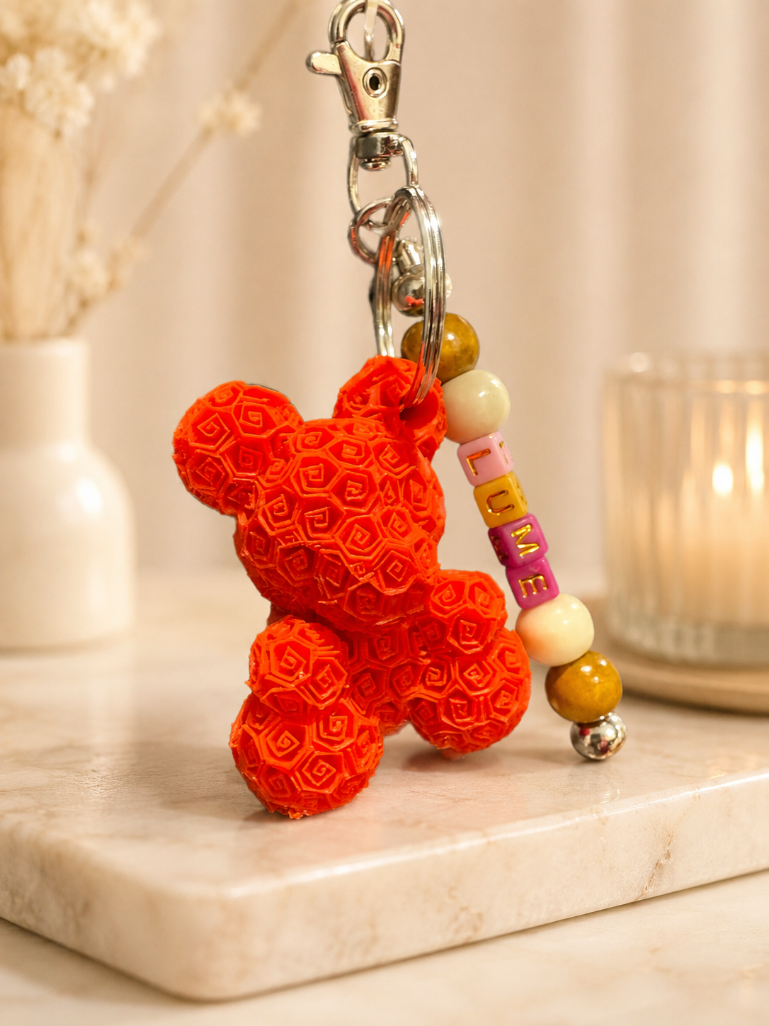 Personalised Rose Bear Keychain