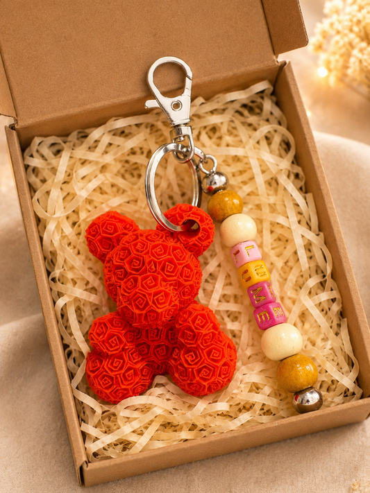 Personalised Rose Bear Keychain