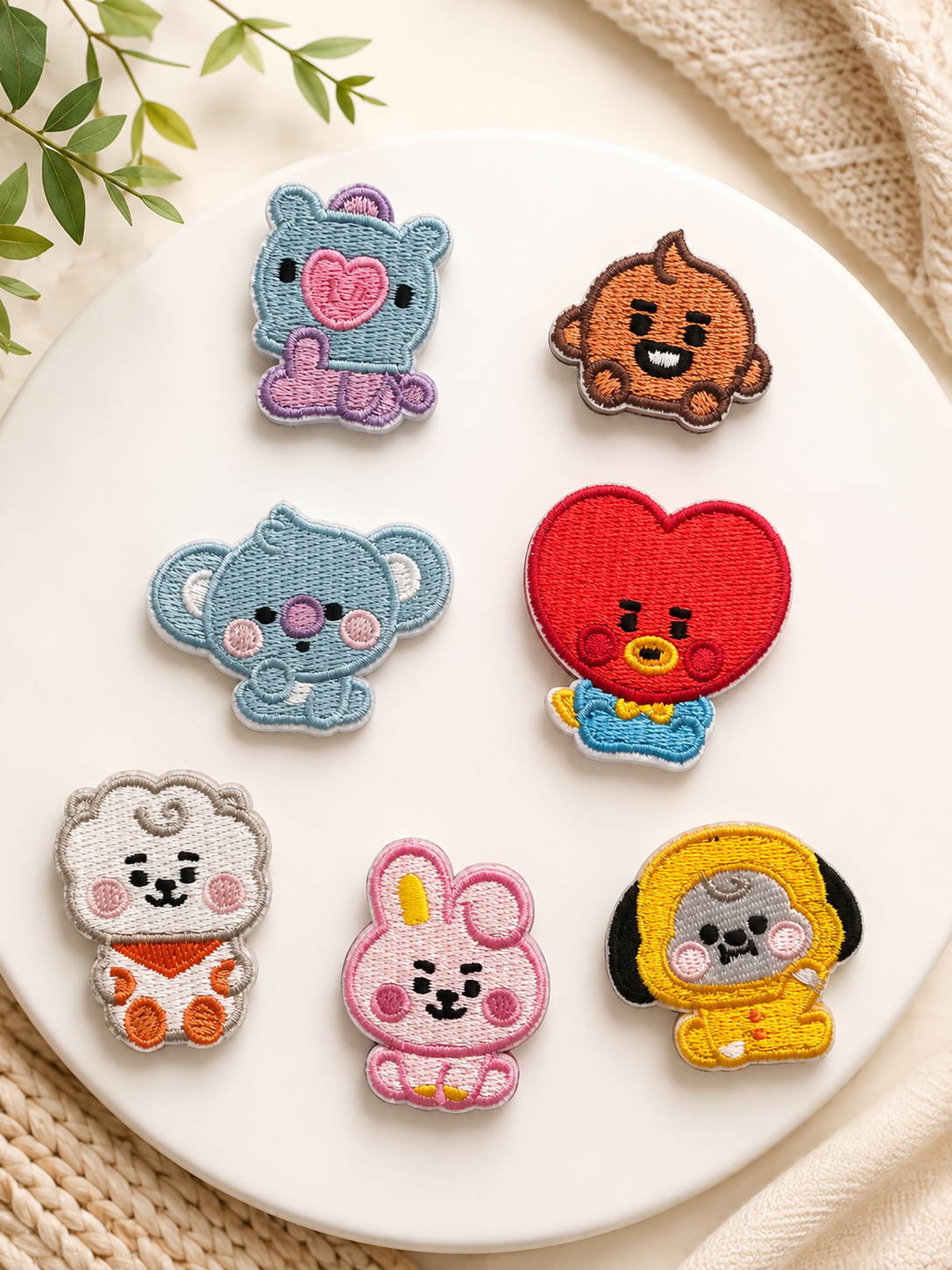 Cute Character Embroidery Patch Set – 7 Pieces