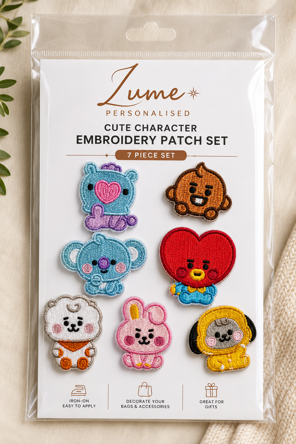 Cute Character Embroidery Patch Set – 7 Pieces