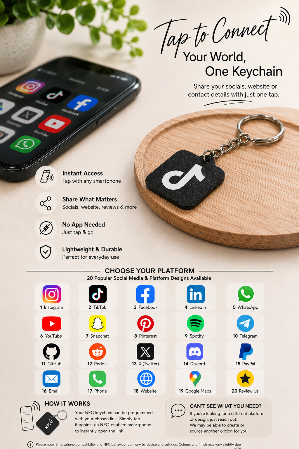 NFC Social Media Keychain – Tap to Connect