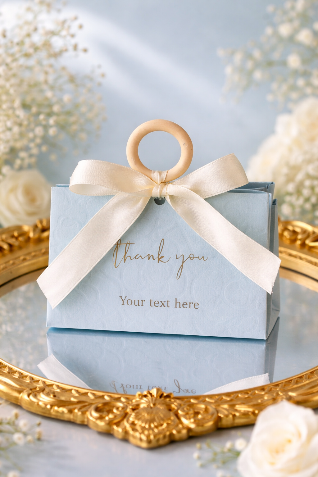Personalised Premium Gift Box with Ribbon Handle - Blue