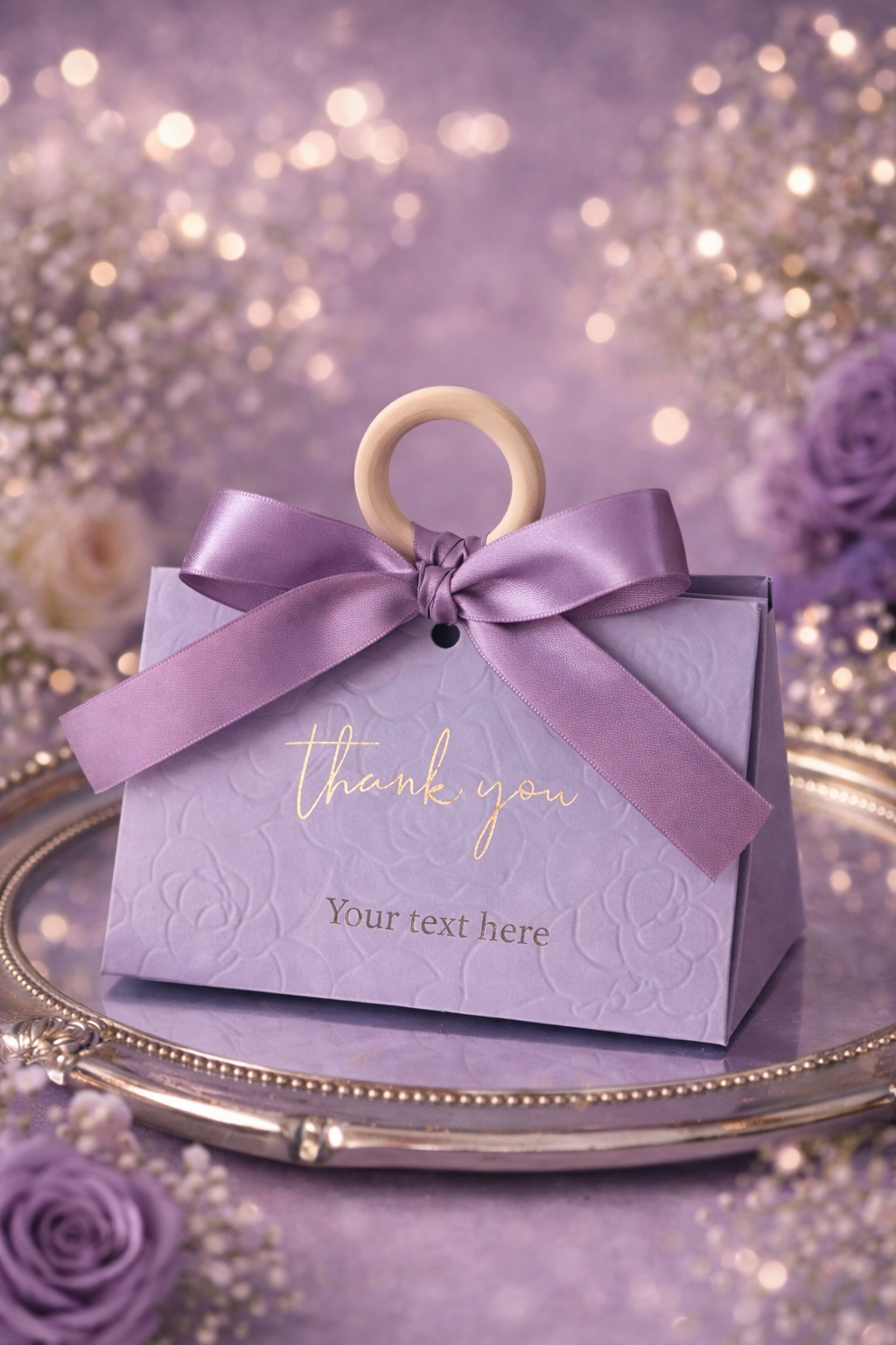 Personalised Premium Gift Box with Ribbon Handle - Purple