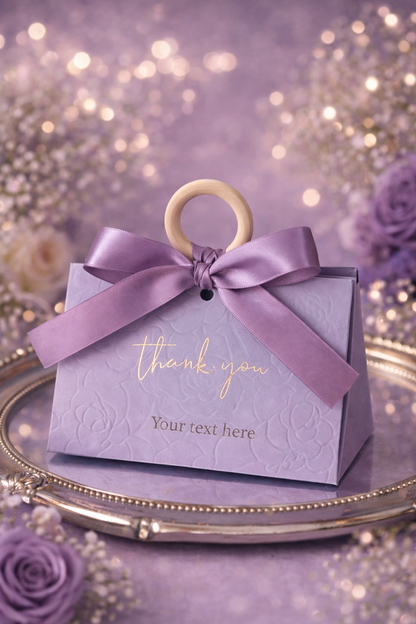 Premium Gift Box with Ribbon Handle - Purple