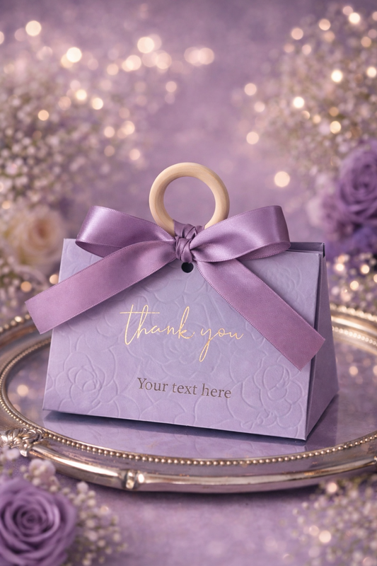 Premium Gift Box with Ribbon Handle - Purple